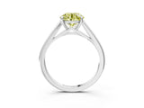 Silver Fancy Yellow Round  Solitaire Engagement Ring with Four-Prong Setting and Classic Band 4