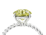 Silver Fancy Yellow Round  Solitaire Twist Band Ring with Four-Prong Setting_10