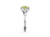 Silver Fancy Yellow Round  Solitaire Twist Band Six-Prong Setting 3