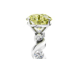 Silver Fancy Yellow Round  Solitaire Twisted Band with Prong Setting