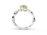 Silver Fancy Yellow Round  Solitaire Twisted Pave Diamond Ring with Four-Prong Setting_3