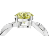 Silver Fancy Yellow Round  Solitaire Twisted Pave Diamond Ring with Four-Prong Setting_4