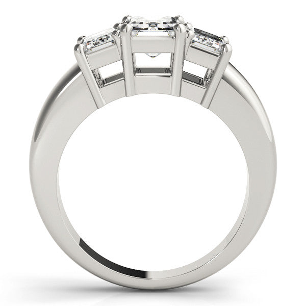 Silver Four-Stone Radiant Cut Diamond Ring with Prong Setting on a Silver Band 1