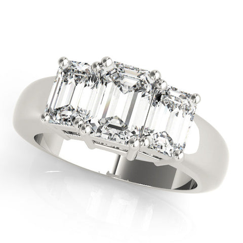 Silver Four-Stone Radiant Cut Diamond Ring with Prong Setting on a Silver Band