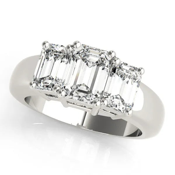 Silver Four-Stone Round Cut Diamond Ring with Prong Setting