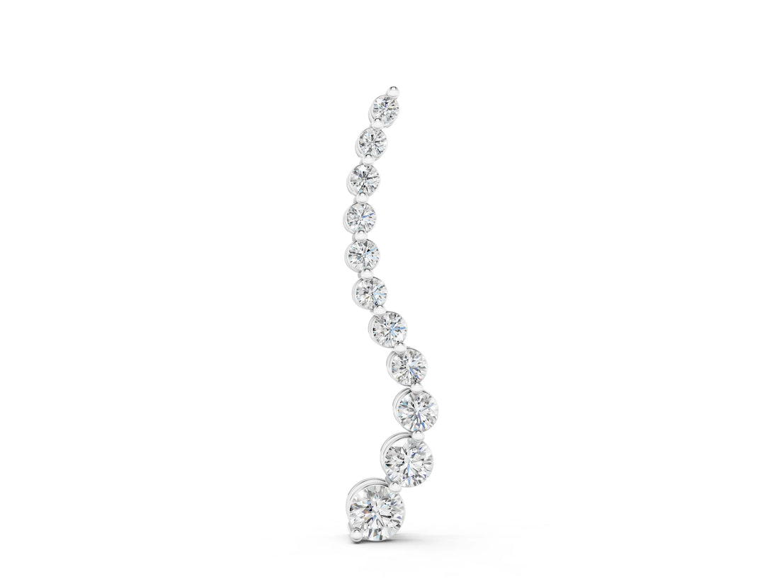 Silver Graduated Round Diamond Curved Bar Pendant with Prong Setting_7