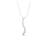 Silver Graduated Round Diamond Curved Bar Pendant with Prong Setting_8
