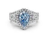 Silver Halo Fancy Blue Pear Cut Cut Split Shank Diamond Ring with Four-Prong Setting_12