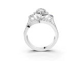 Silver Halo Marquise Cut Cut Split Shank Diamond Ring with Four-Prong Setting_10