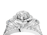 Silver Halo Marquise Cut Cut Split Shank Diamond Ring with Four-Prong Setting_11