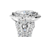 Silver Halo Marquise Cut Cut Split Shank Diamond Ring with Four-Prong Setting_12