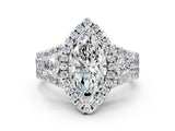 Silver Halo Marquise Cut Cut Split Shank Diamond Ring with Four-Prong Setting_7