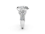 Silver Halo Marquise Cut Cut Split Shank Diamond Ring with Four-Prong Setting_9