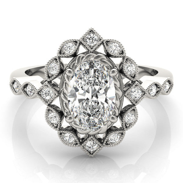 Silver Halo Oval Diamond Milgrain Infinity Band with Four-Prong Setting 2