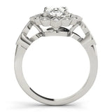 Silver Halo Oval Diamond Milgrain Infinity Band with Four-Prong Setting 2