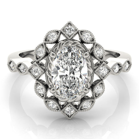 Silver Halo Oval Diamond Milgrain Infinity Band with Four-Prong Setting 2