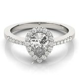 Silver Halo Pear Cut Diamond Pavé Band with Three-Prong Setting 1