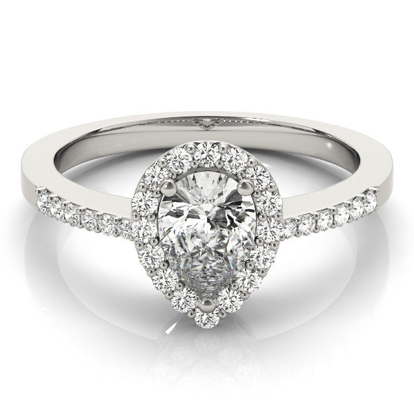 Silver Halo Pear Cut Diamond Pavé Band with Three-Prong Setting 2