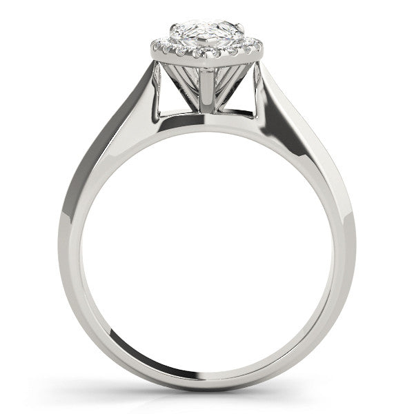 Silver Halo Pear Cut Solitaire Diamond Ring with Prong Setting 1