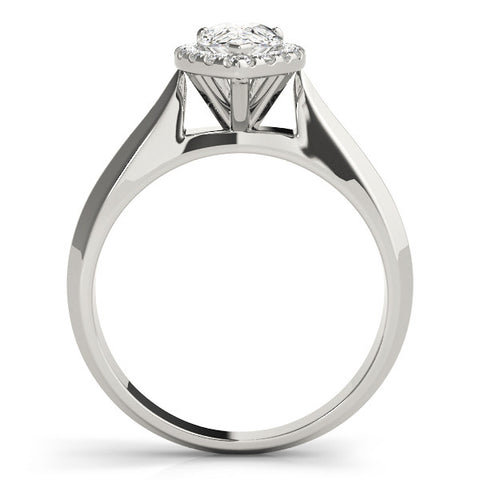 Silver Halo Pear Cut Solitaire Diamond Ring with Prong Setting 1