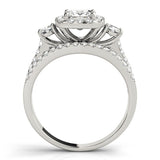 Silver Halo Princess Cut Split Shank Diamond Ring with Four-Prong Setting