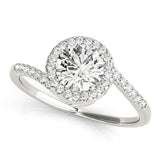 Silver Halo Round Cut Twisted Band Pavé Setting Ring