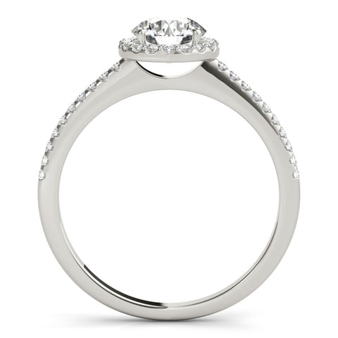 Silver Halo Round Diamond Pavé Band Four-Prong Ring