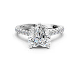 Silver Heart Brilliant Diamond Solitaire with Pavé Band and Four-Prong Setting 1