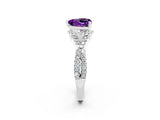 Silver Heart Cut Amethyst  Halo Twist Band Solitaire Prong Setting Ring_14