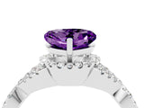 Silver Heart Cut Amethyst  Halo Twist Band Solitaire Prong Setting Ring_16