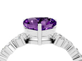 Silver Heart Cut Amethyst Scattered Round Accent Ring with Prong Setting_34
