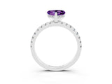 Silver Heart Cut Amethyst Solitaire Ring with Round  Pavé Band and Four-Prong Setting_27