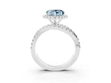 Silver Heart Cut Aquamarine Halo Ring with Round Split Shank and Prong Setting_69