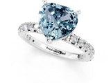 Silver Heart Cut Aquamarine Pavé Solitaire Ring with Round Band and Prong Setting_73