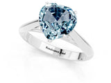 Silver Heart Cut Aquamarine Solitaire Engagement Ring with Cathedral Setting and Four-Prong Mount_1