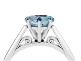 Silver Heart Cut Aquamarine Solitaire Engagement Ring with Cathedral Setting and Four-Prong Mount_10