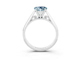 Silver Heart Cut Aquamarine Solitaire Engagement Ring with Cathedral Setting and Four-Prong Mount_3