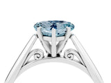 Silver Heart Cut Aquamarine Solitaire Engagement Ring with Cathedral Setting and Four-Prong Mount_4