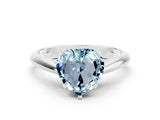 Silver Heart Cut Aquamarine Solitaire Engagement Ring with Cathedral Setting and Four-Prong Mount_6