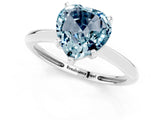 Silver Heart Cut Aquamarine Solitaire Engagement Ring with Classic Band and Four-Prong Setting_13