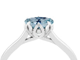 Silver Heart Cut Aquamarine Solitaire Ring with Flower Prong Setting and Classic Band_18