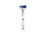 Silver Heart Cut Blue Sapphire Engagement Ring with Side Stone Accents and Four-Prong Setting_38