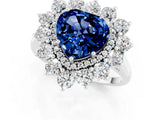 Silver Heart Cut Blue Sapphire Floral Double Halo Engagement Ring with Prong Setting_151