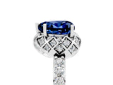 Silver Heart Cut Blue Sapphire Scalloped Halo Engagement Ring with Round Shared Prong Band_65