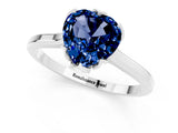 Silver Heart Cut Blue Sapphire Solitaire Ring with Flower Prong Setting and Classic Band_17