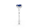 Silver Heart Cut Blue Sapphire Solitaire Ring with Flower Prong Setting and Classic Band_18