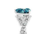 Silver Heart Cut Blue Topaz  Halo Twist Band Solitaire Prong Setting Ring_17