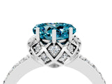 Silver Heart Cut Blue Topaz Scalloped Halo Engagement Ring with Round Shared Prong Band_64