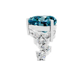 Silver Heart Cut Blue Topaz Scattered Round Accent Ring with Prong Setting_35