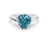 Silver Heart Cut Blue Topaz Solitaire Engagement Ring with Cathedral Setting and Four-Prong Mount